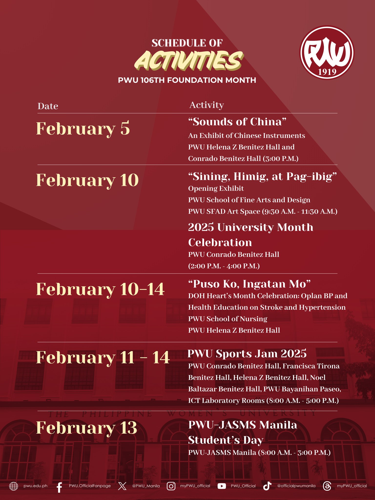 𝐔𝐧𝐢𝐯𝐞𝐫𝐬𝐢𝐭𝐲 𝐌𝐨𝐧𝐭𝐡... - Philippine Women's University - PWU | Facebook