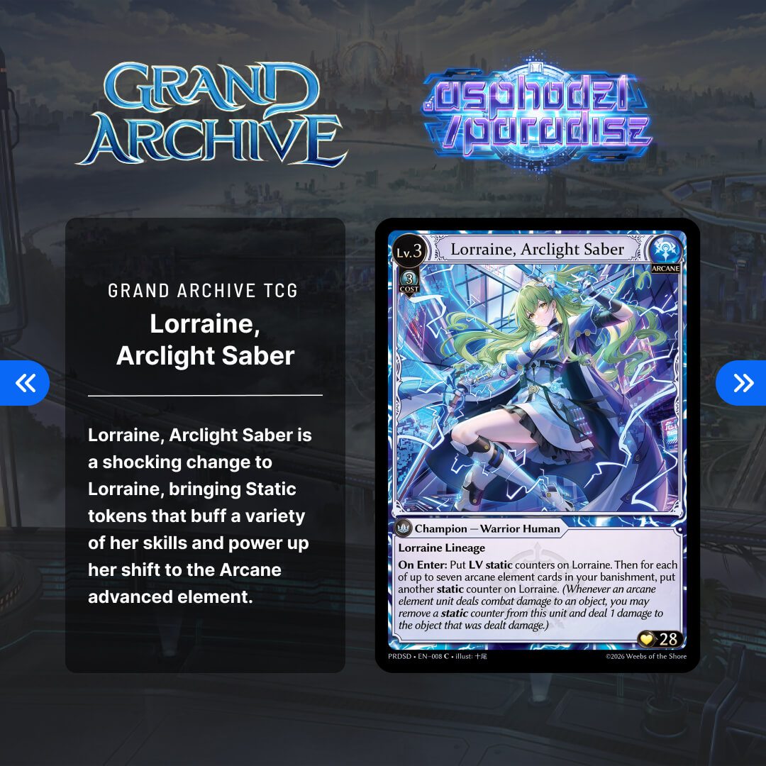 Lorraine returns to the world of Grand Archive TCG in .asphodel