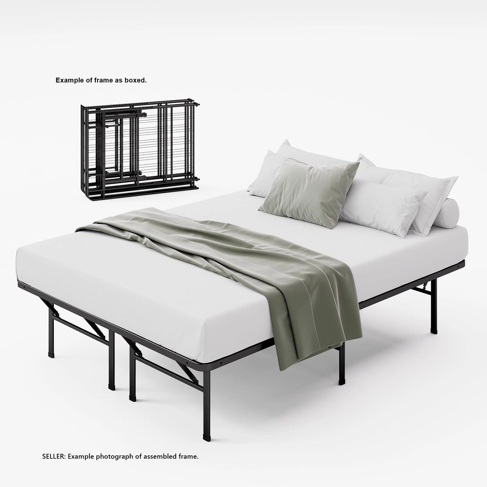 ZINUS QUEEN SMARTBASE HEAVY DUTY 16 INCH METAL PLATFORM MATTRESS ...