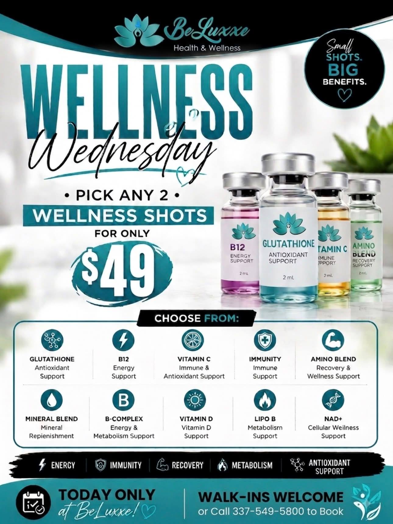 Beluxxe Wellness Wednesday: 2 shots for $49