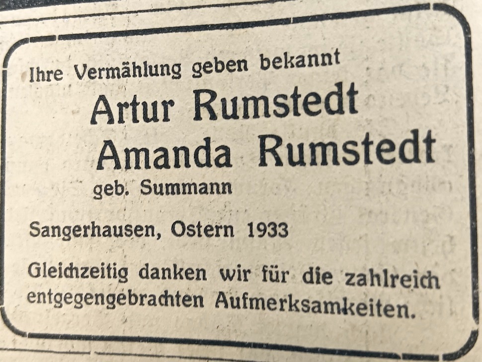 Evi - Ein Fund aus der Sangerhäuser Zeitung vom 20.04.1933: Arthur ...