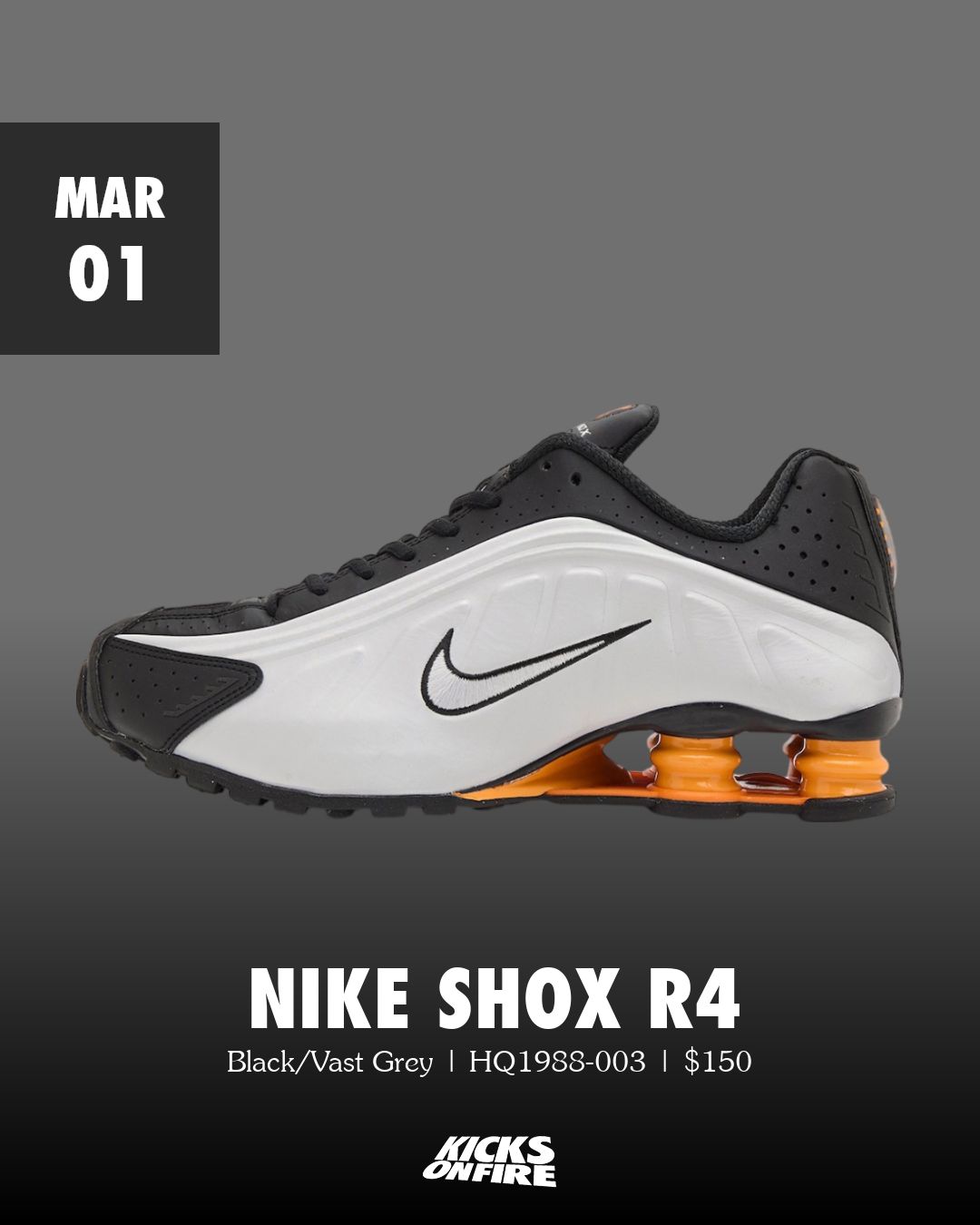 Kicksonfire - Nike Shox R4 Black / Bright Mandarin