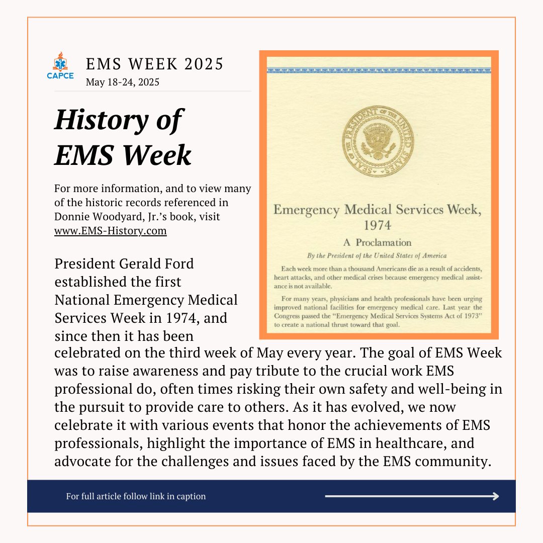 CAPCE - 🚑 A Look Back: The History of EMS & EMS Week... | Facebook