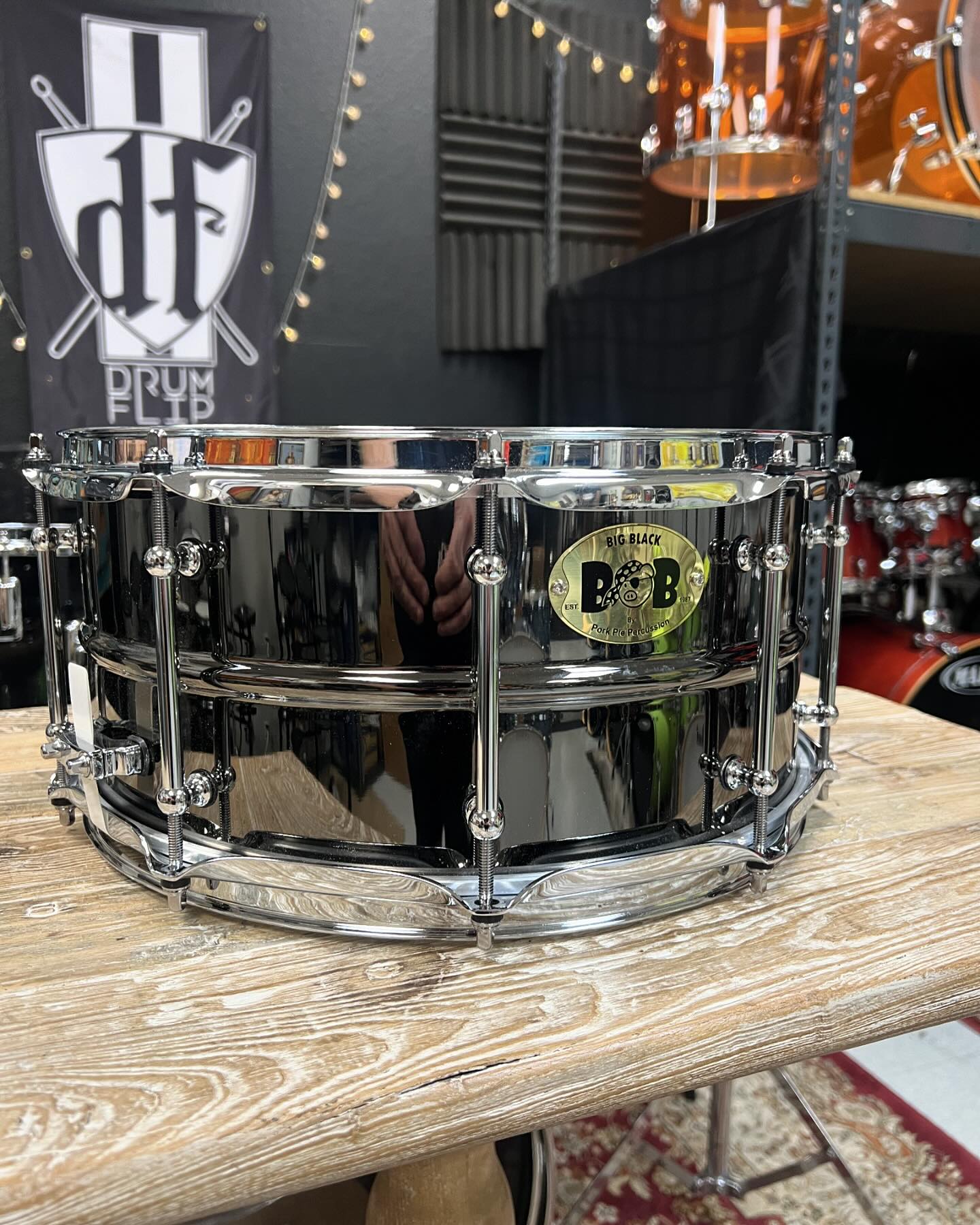 Pork Pie big black bob snare drum for sale