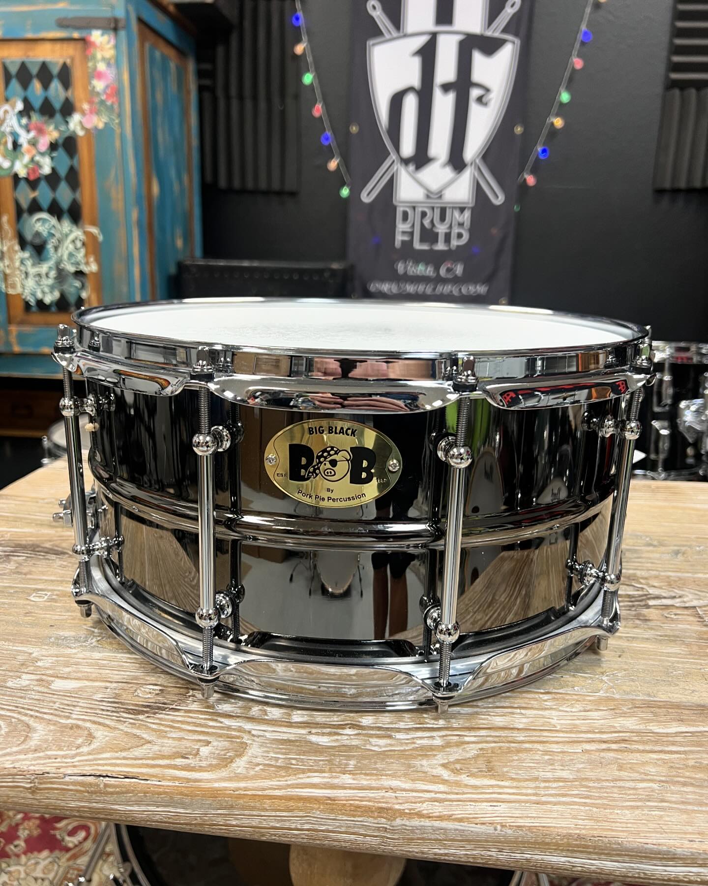 Pork Pie big black bob snare drum for sale