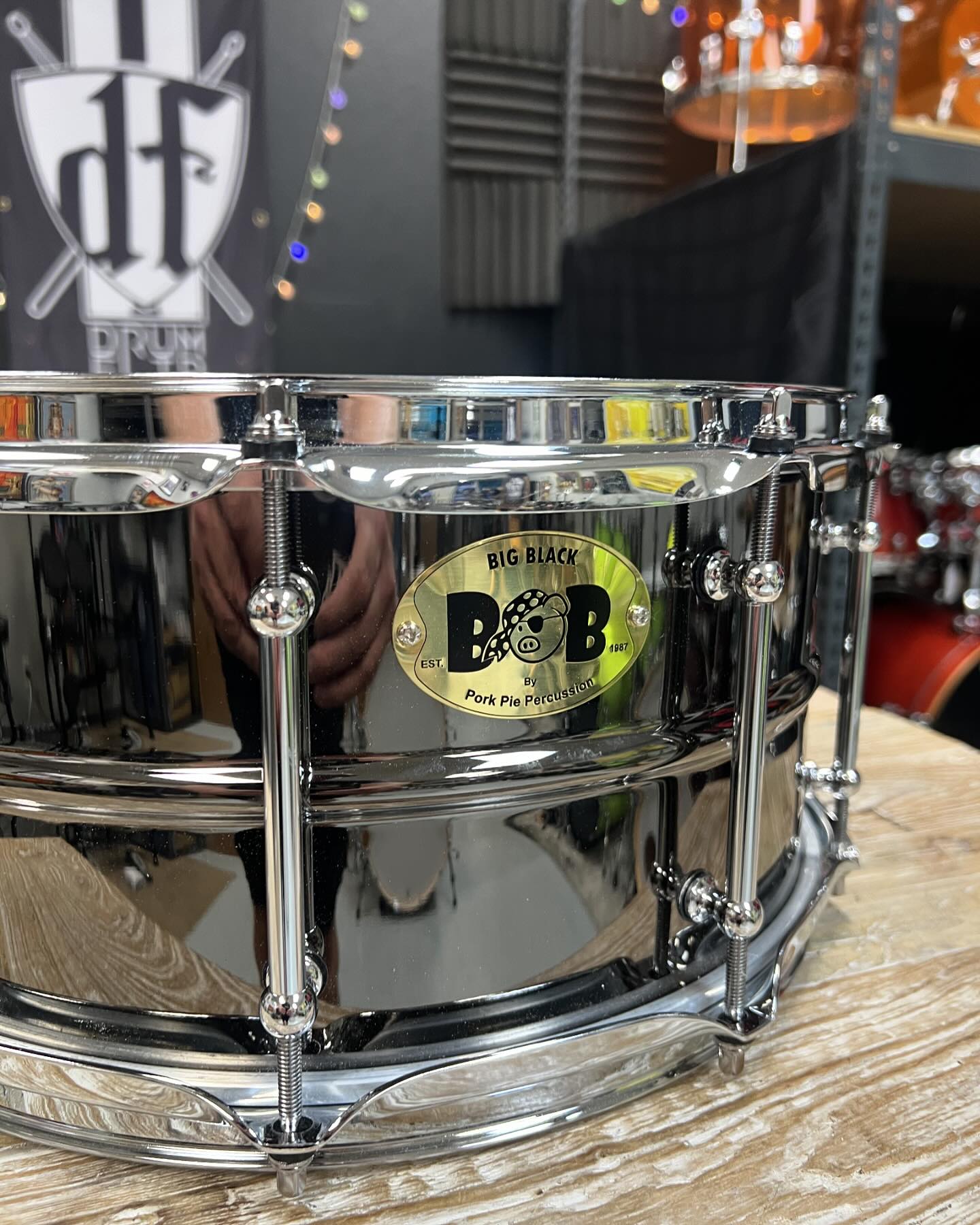 Pork Pie big black bob snare drum for sale