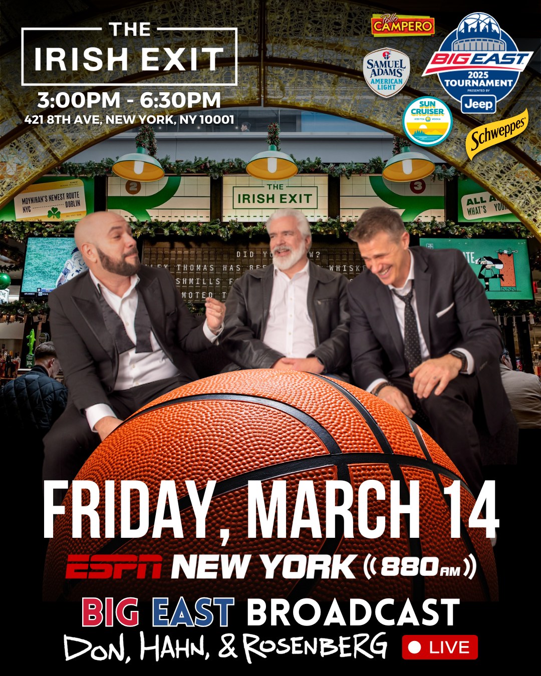 ESPN - 🚨 LIVE BROADCAST ‼️🚨 Join Don, Hahn & Rosenberg at The Irish ...