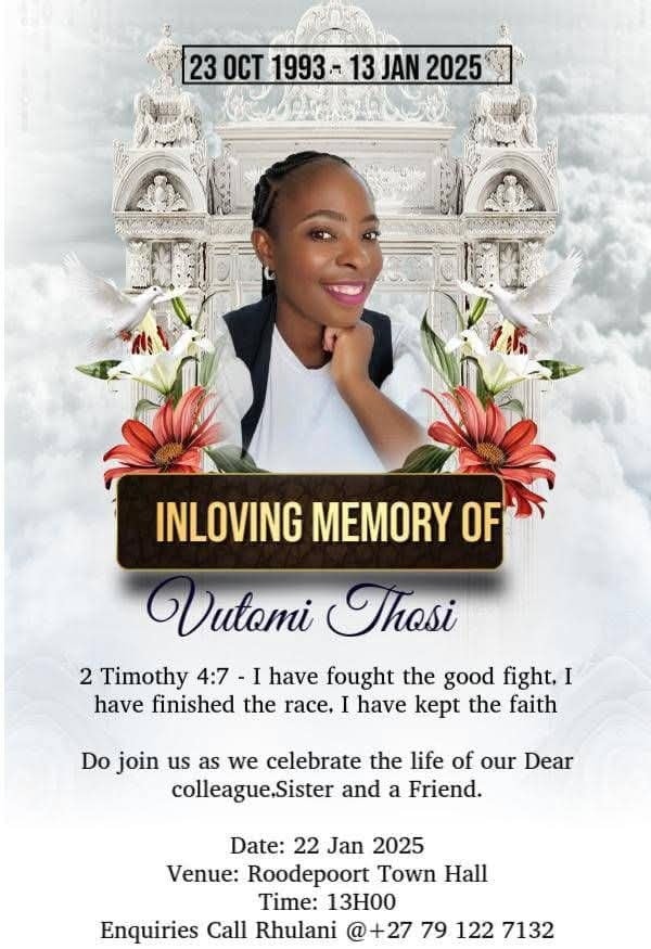 Limpopo - UPDATE: A memorial service has been arranged for Vutomi Thosi ...
