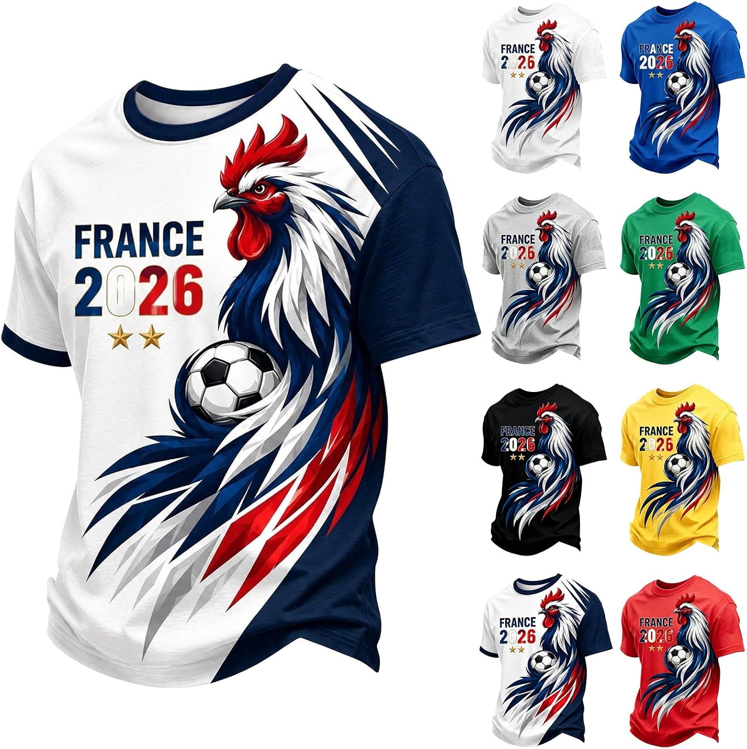 Maillot Foot Homme 2026, Maillot De Supporter De Football Léger Confortable Tshirt Homme Manches Courtes Décontracté Respirant T-Shirts Classique Col Rond pour Les Passionnés De Football Quotidien
