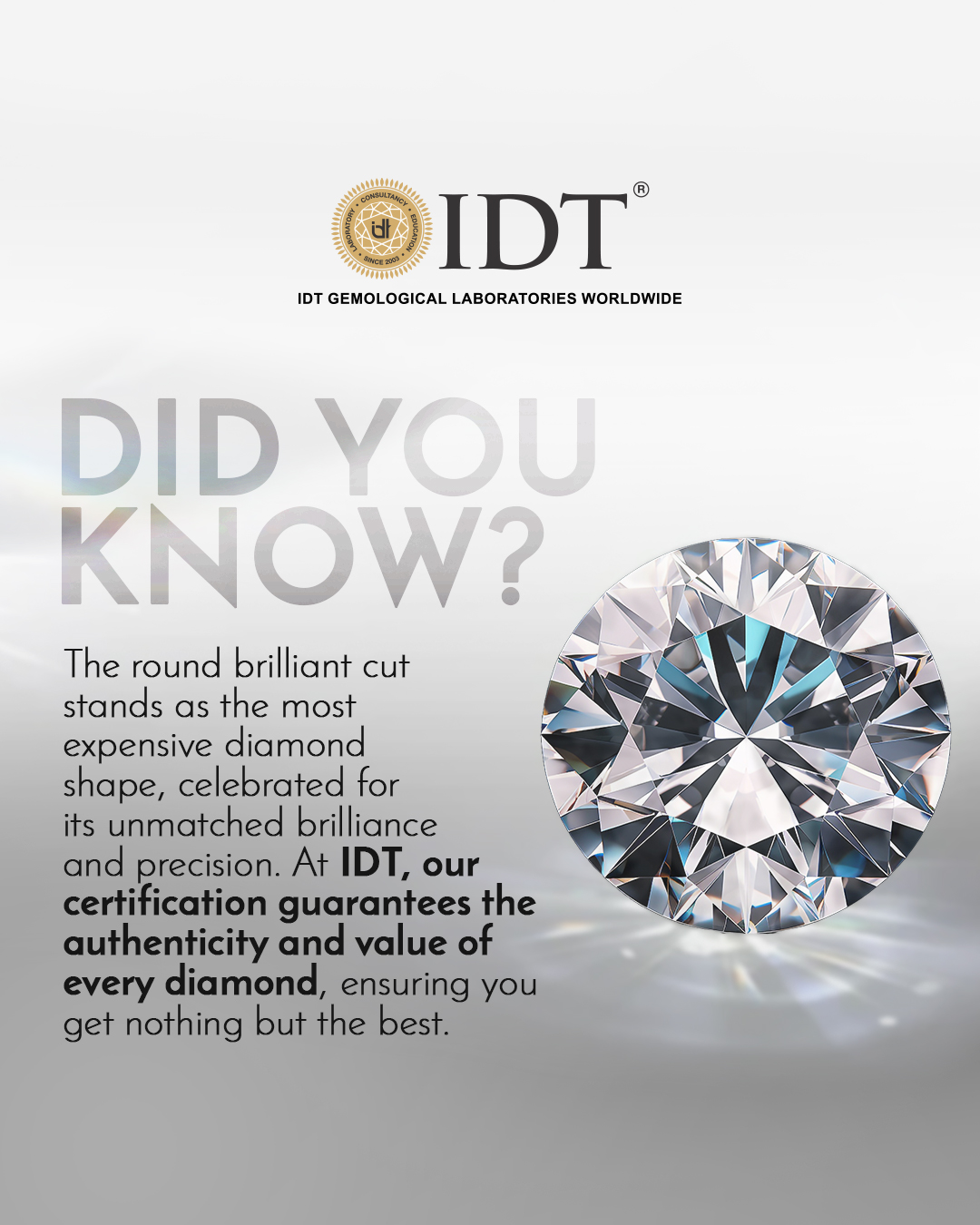IDT - Did you know? (Most expensive diamond shape) The round brilliant ...