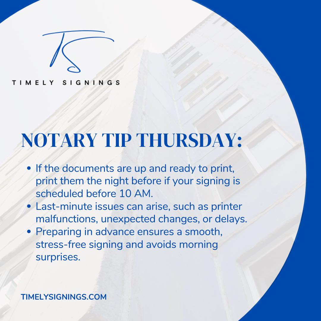 Timely Signings - If the documents are up and ready to print, make sure ...