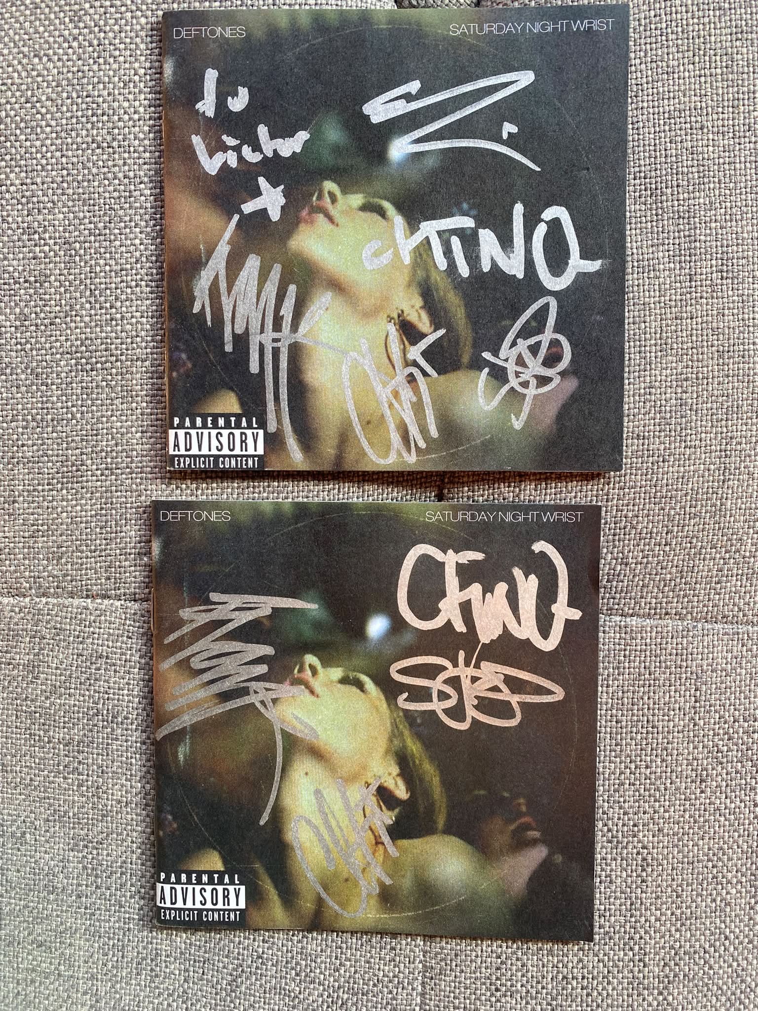 Deftones autographed CD booklets from Tower Records event