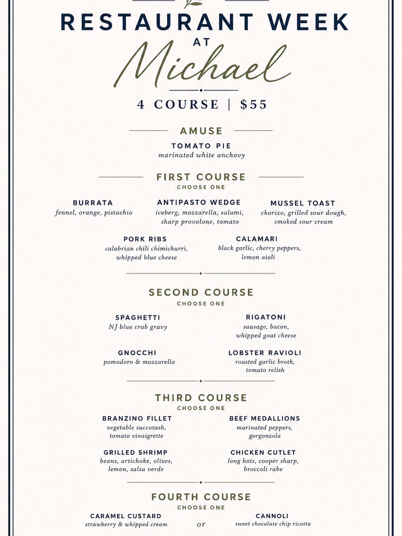 Michael Coastal Italian Grille's $55 restaurant week menu