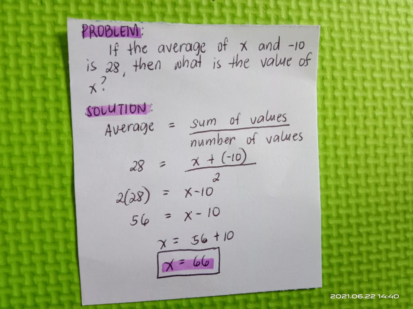 Sample Average Problem - Algebra Online Tutor | Facebook