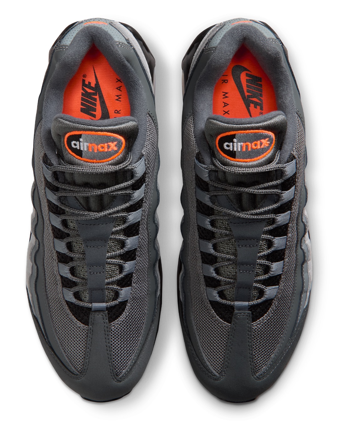 An official look at the “Black/Total Orange” Nike Air Max 95 Big