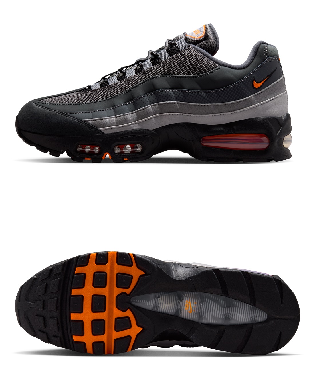 An official look at the “Black/Total Orange” Nike Air Max 95 Big