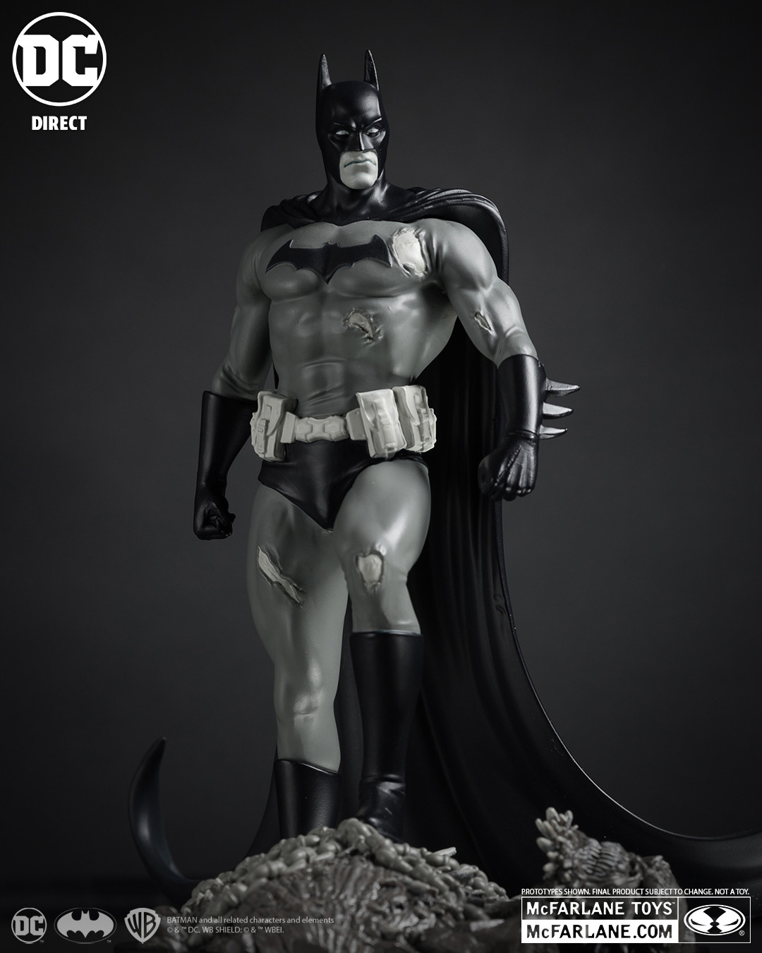 Batman black and white statue sculpted for DC Direct