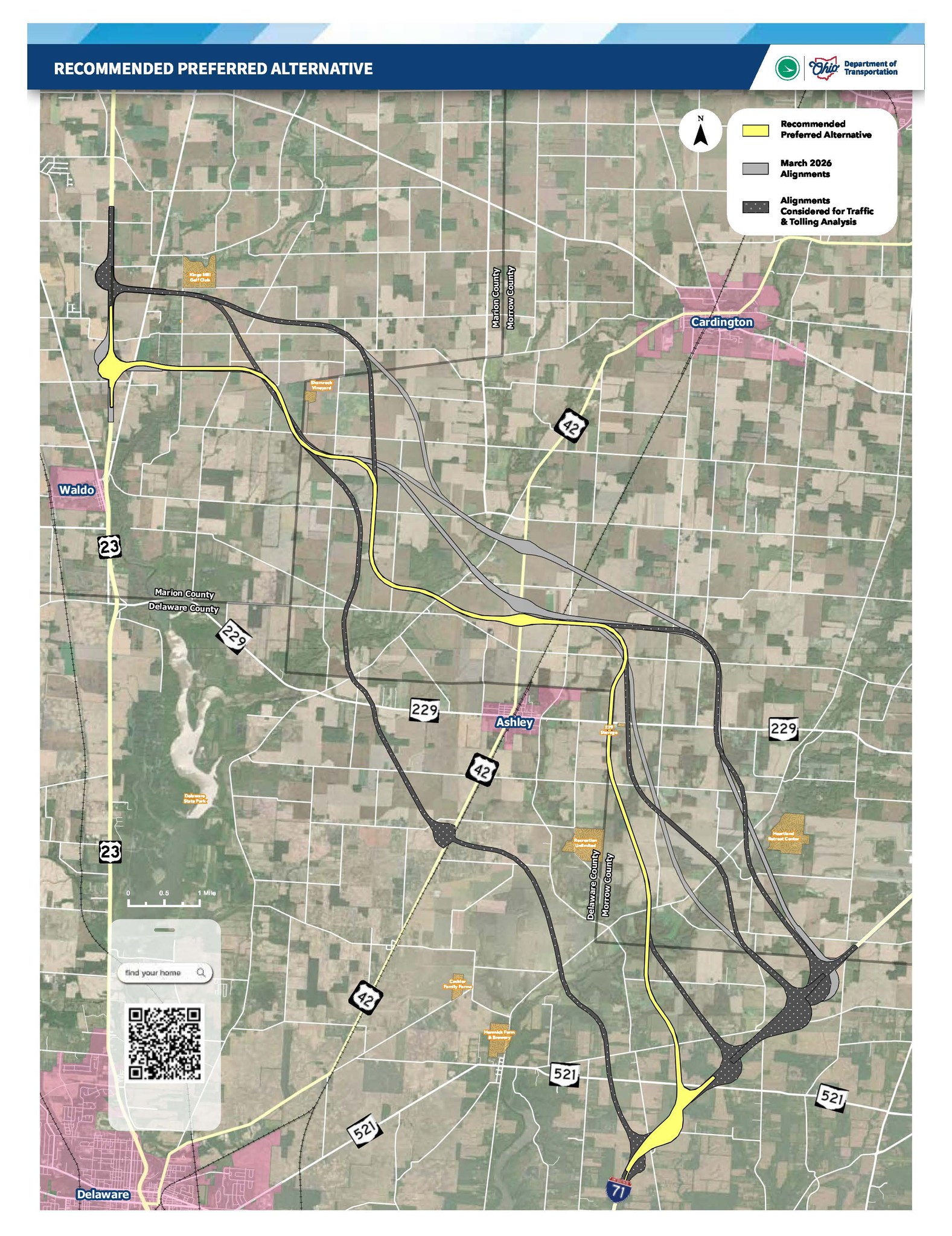 ルート ODOT releases preferred US 23/I-71 connector route map for public