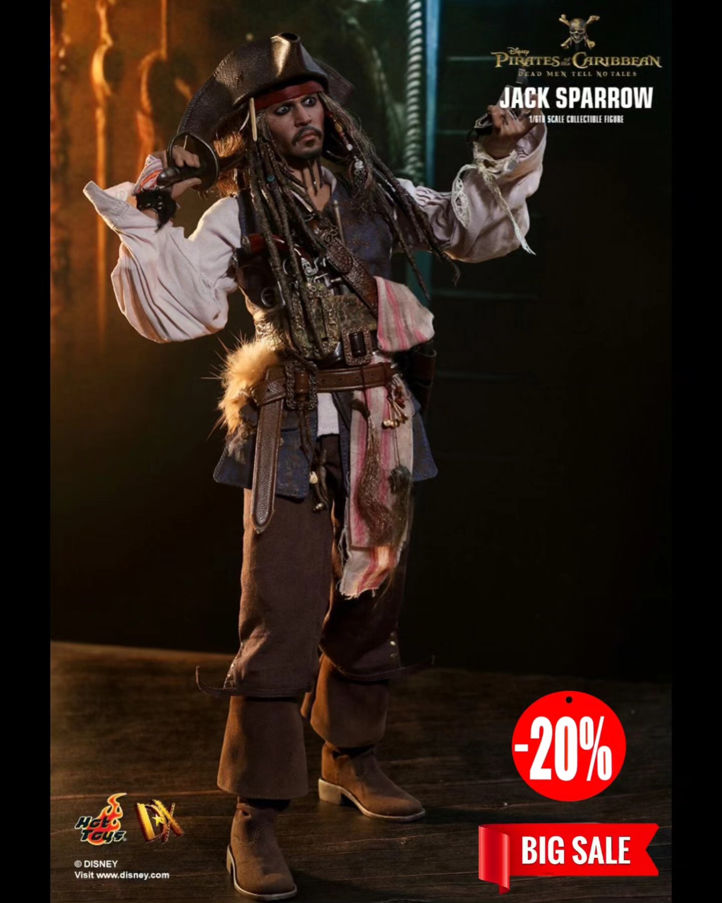 Hot Toys DX15 Jack Sparrow Sixth Scale Figure /Extremely Rare