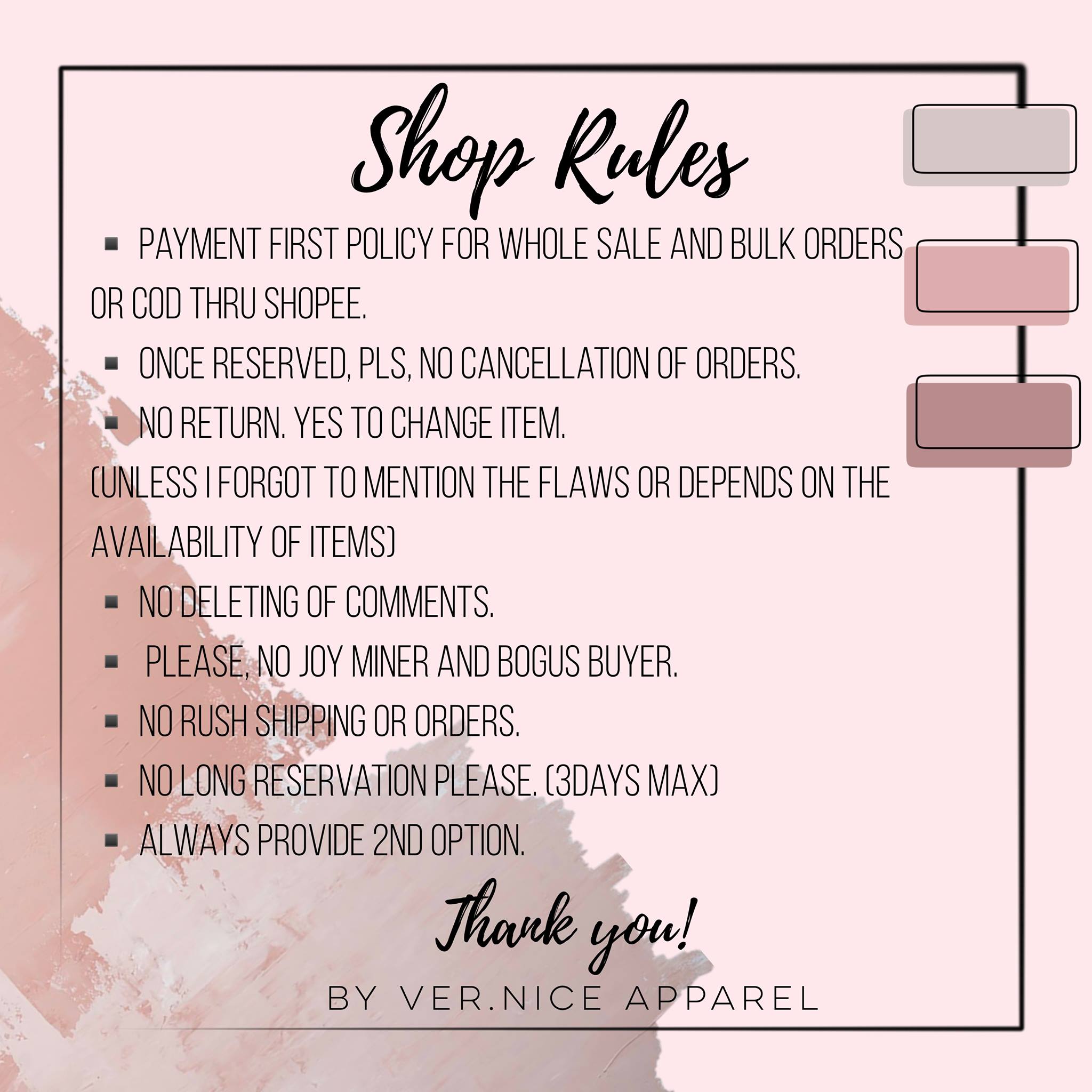 Our Shop Rules - Ver.nice Apparel