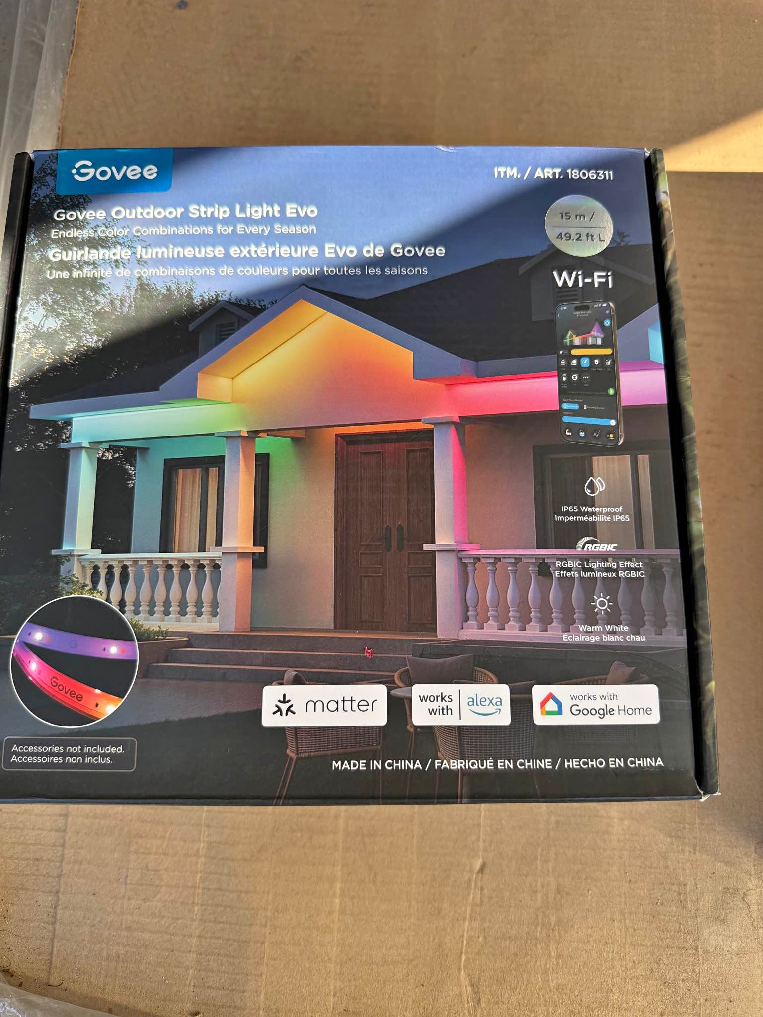 Govee Outdoor Strip Light EVO Wifi Lights - Outdoor String Lights ...