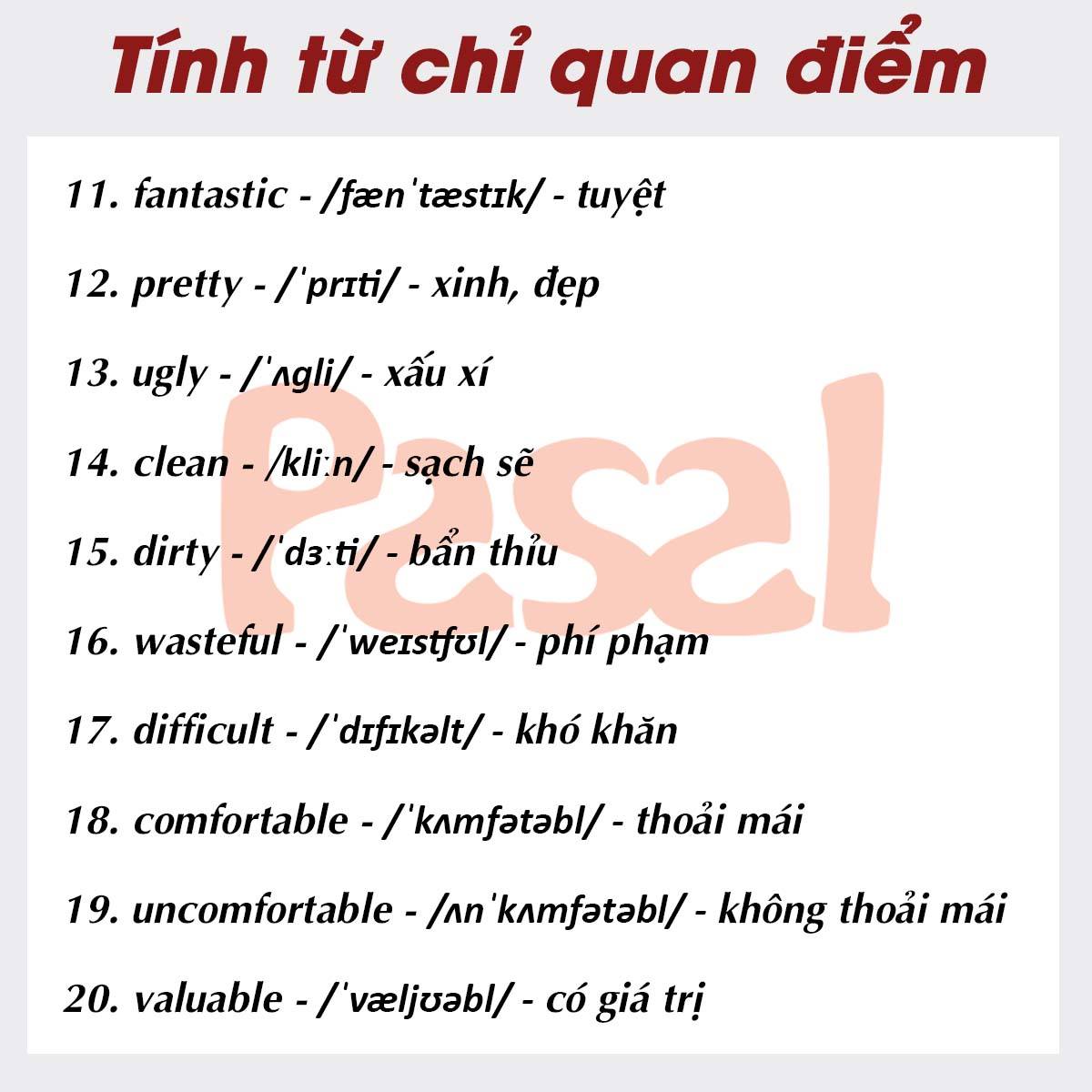 150 TÍNH TỪ THÔNG DỤNG NHẤT TRONG... - Tổ chức Đào tạo Pasal