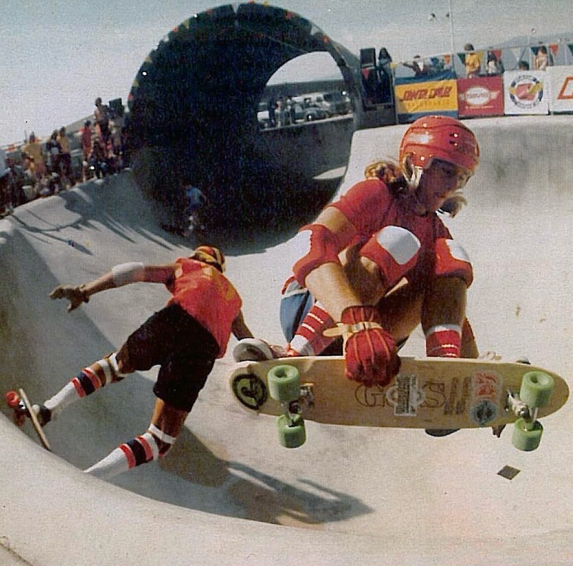 Stacy and Kirk Talbot. July, 1978 Skateboard World Mag. Photo by