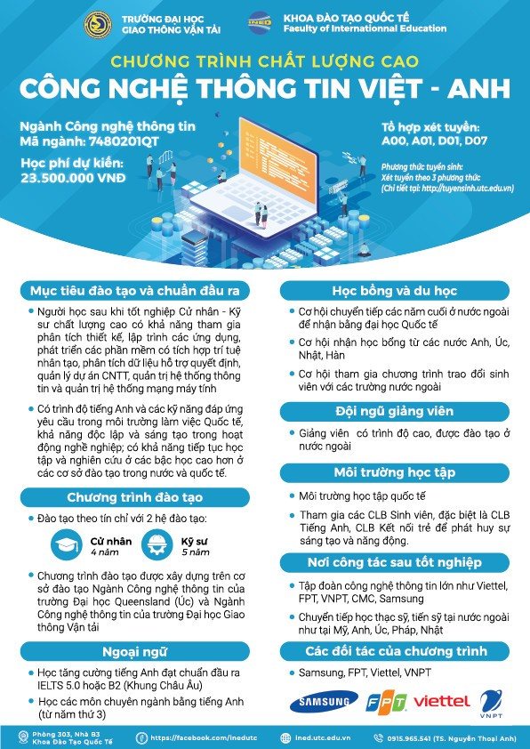 📢 CHƯƠNG... - Khoa Đào tạo quốc tế INED - Trường Đại học GTVT | Facebook