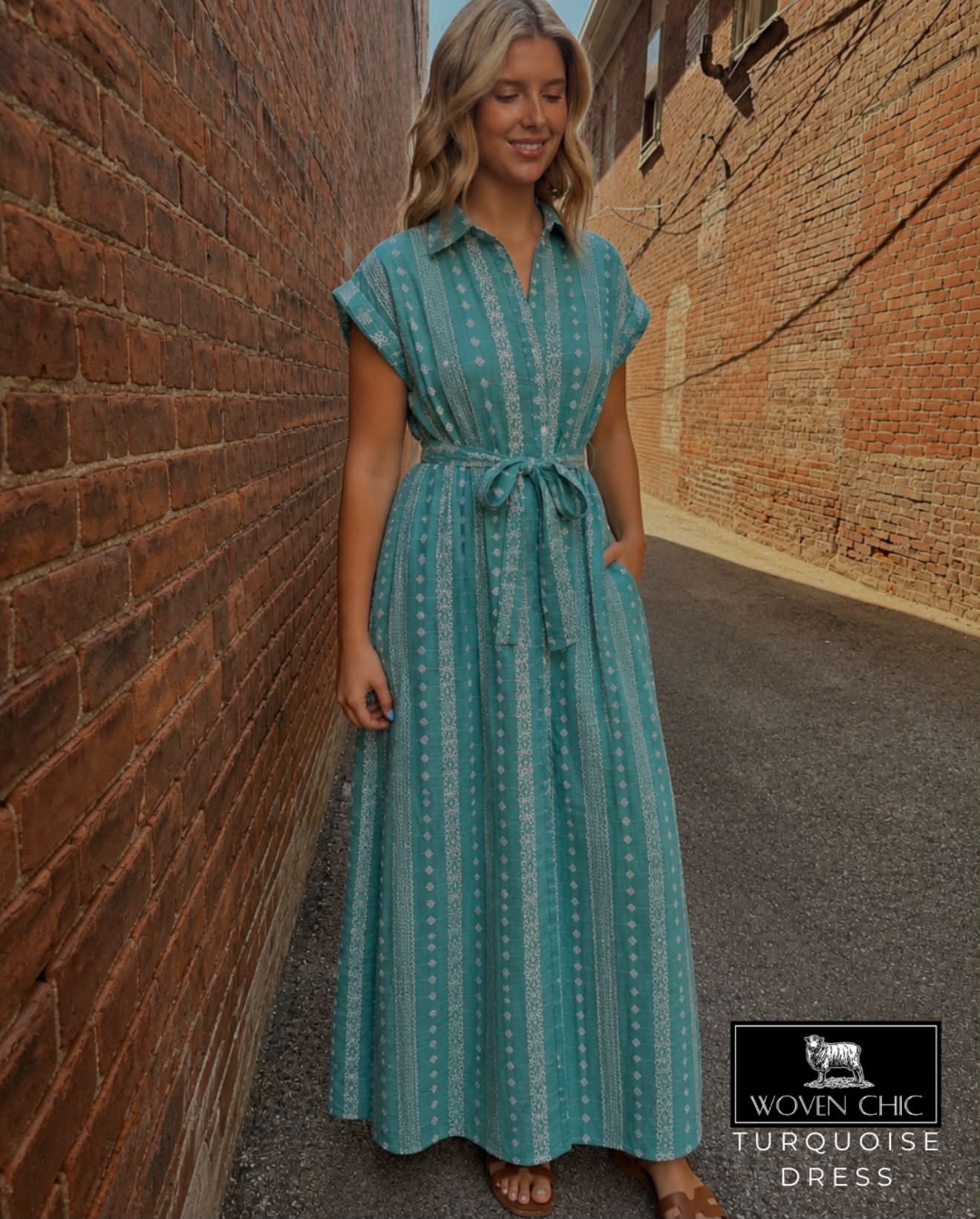 Turquoise maxi dress for late summer to early fall