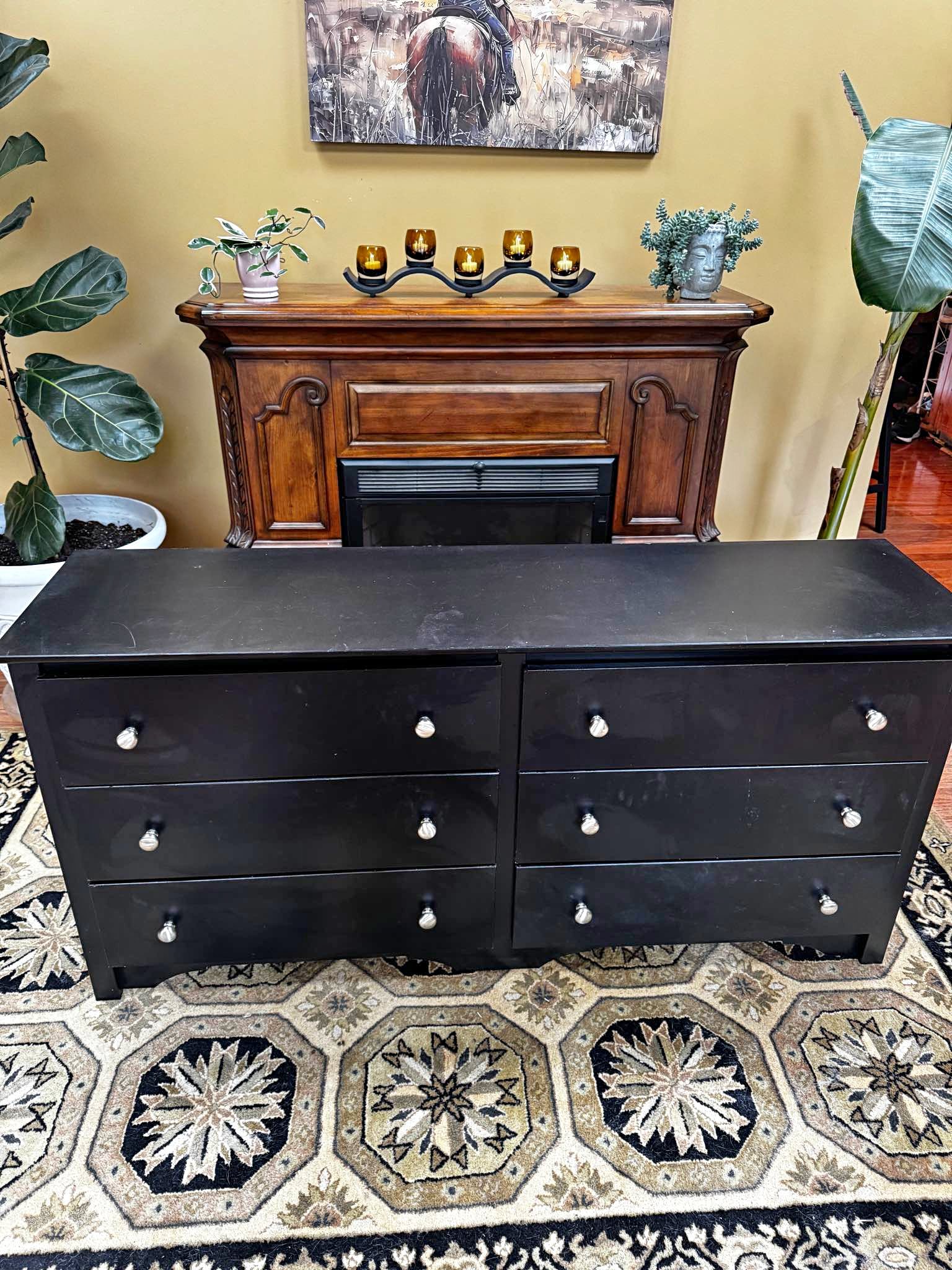 black dresser with crystal knobs Miranda - 7-Drawer like acrylic knobs Rich black Deyonna 59'' W 9 -