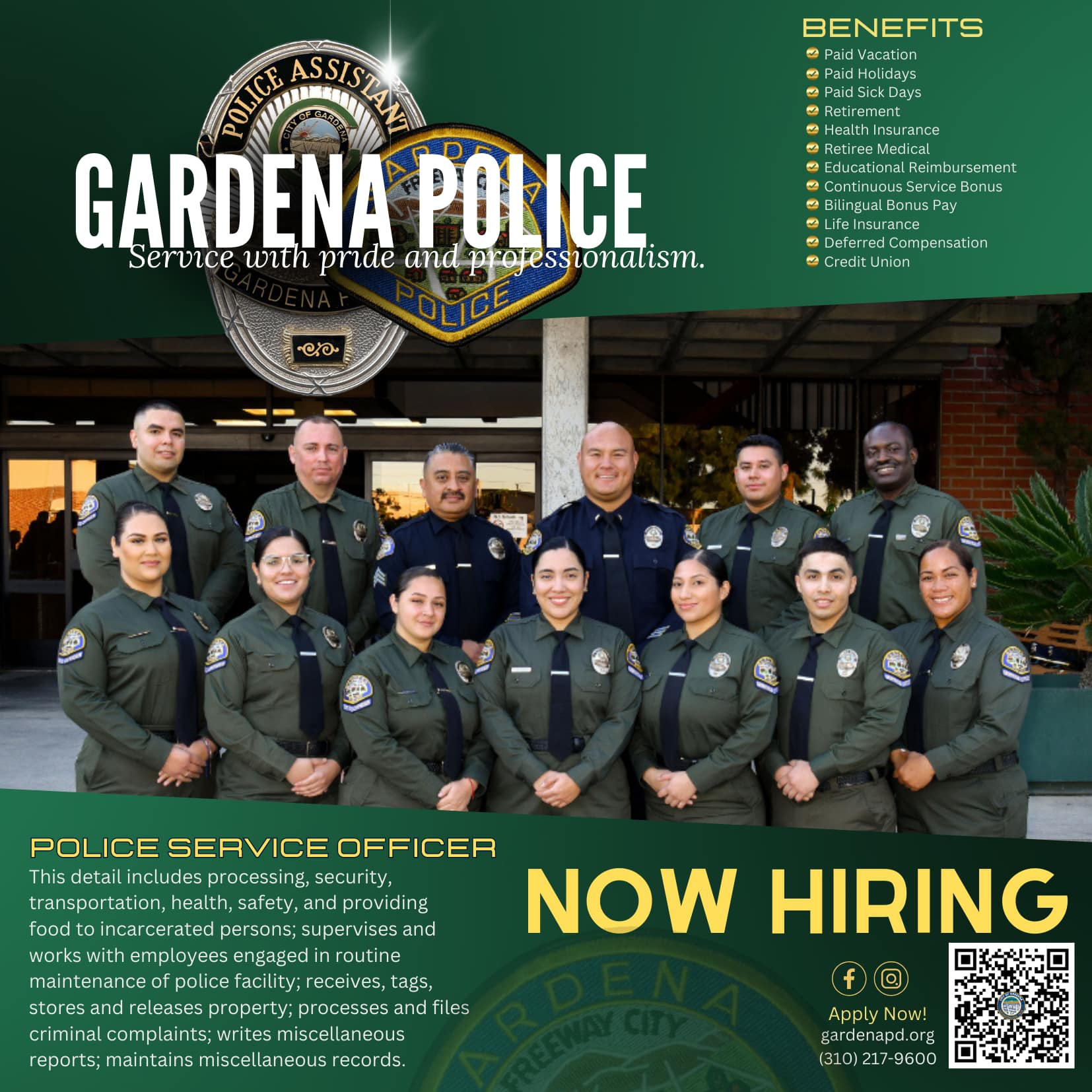 Gardena - 📣NOW HIRING 🟢Police Service Officer 🟢 Join our FAMILY and ...
