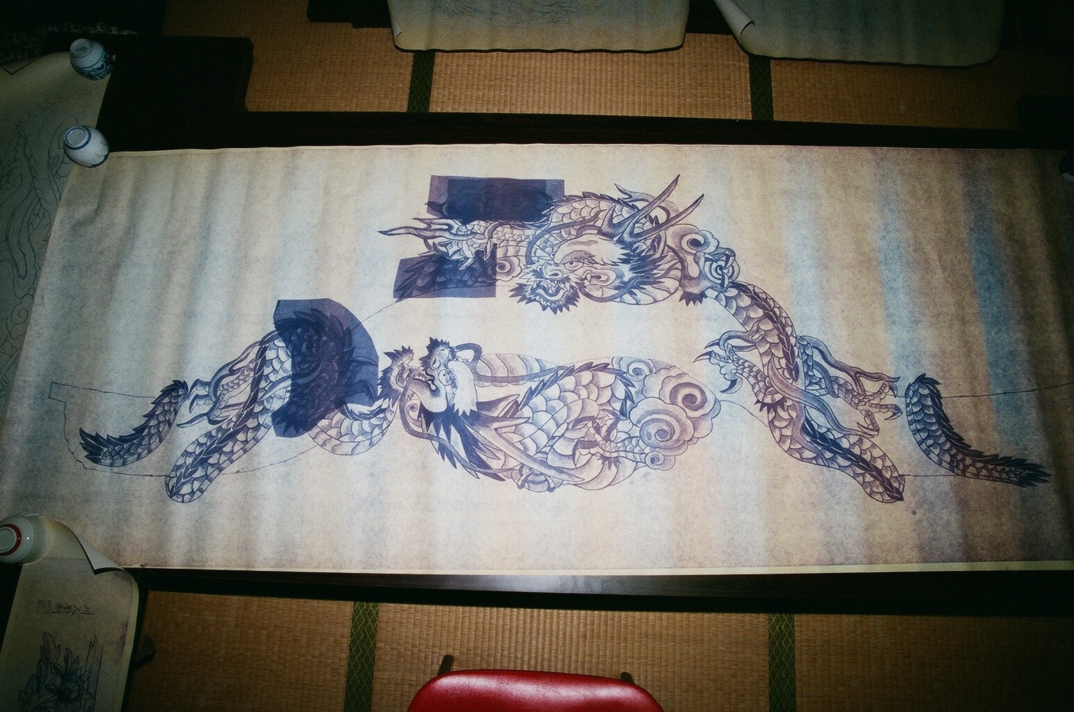 破風の巻龍。 川人三郎氏下絵、彫刻のだんじりですが、この巻龍の下絵 