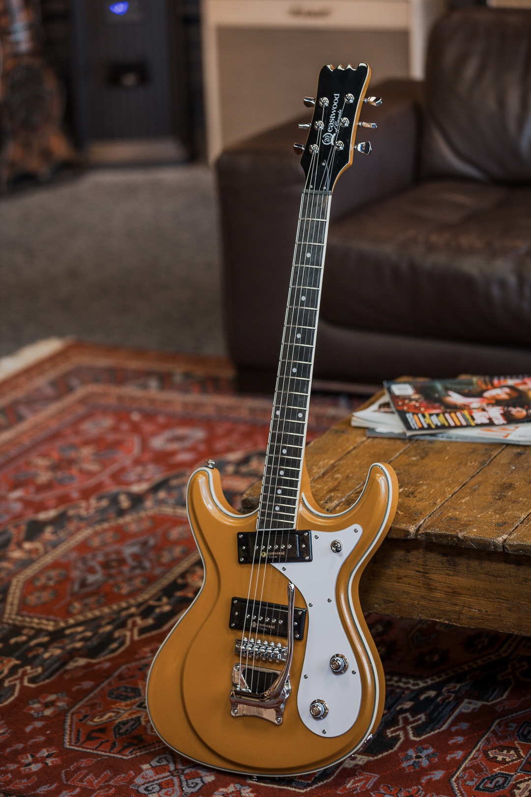 Eastwood's take on a '60s Mosrite guitar, this Sidejack Deluxe