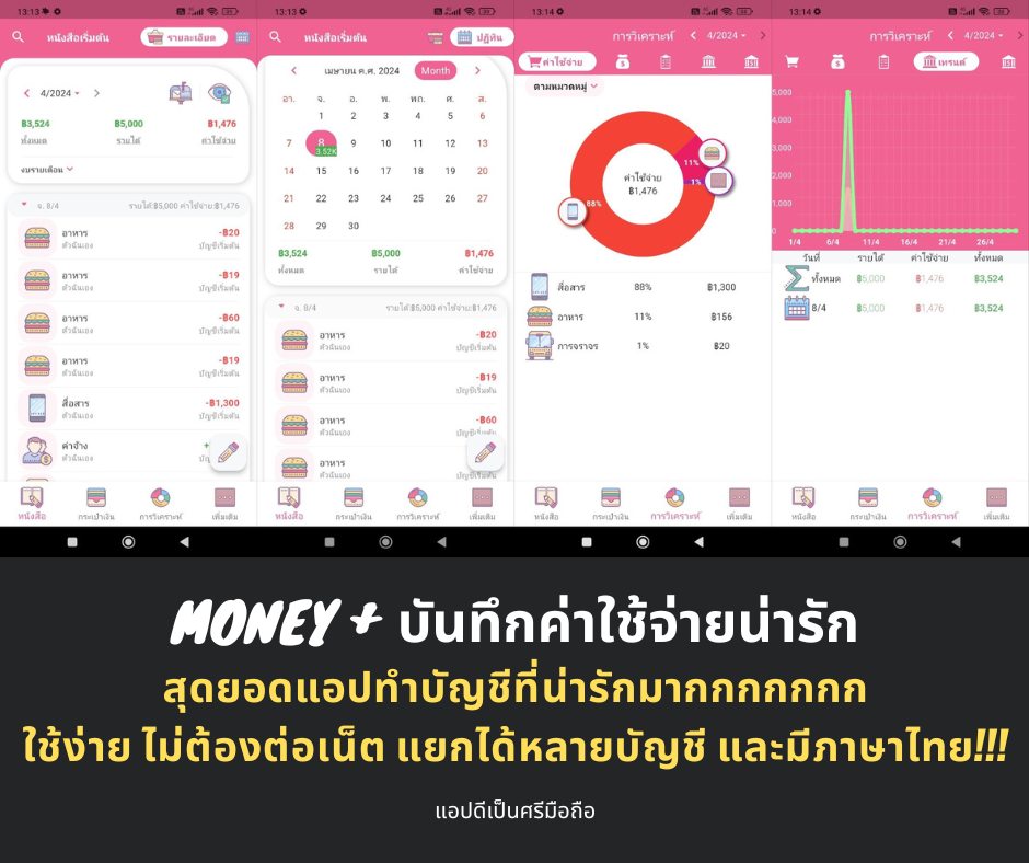 Money+ บันทึกค่าใช้จ่ายน่ารัก .... - แอปดีเป็นศรีมือถือ | Facebook