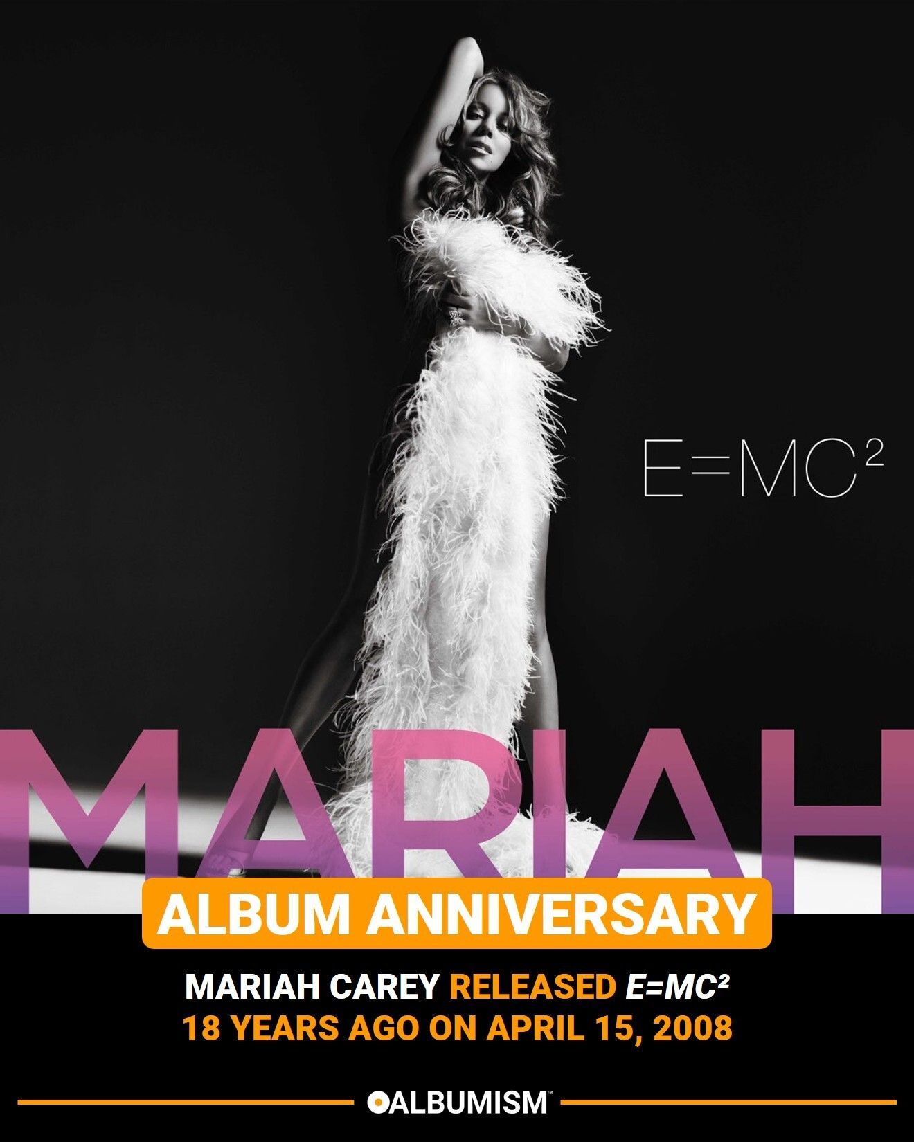 Mariah Carey released 'E=MC²' 18 years ago on April 15, 2008.