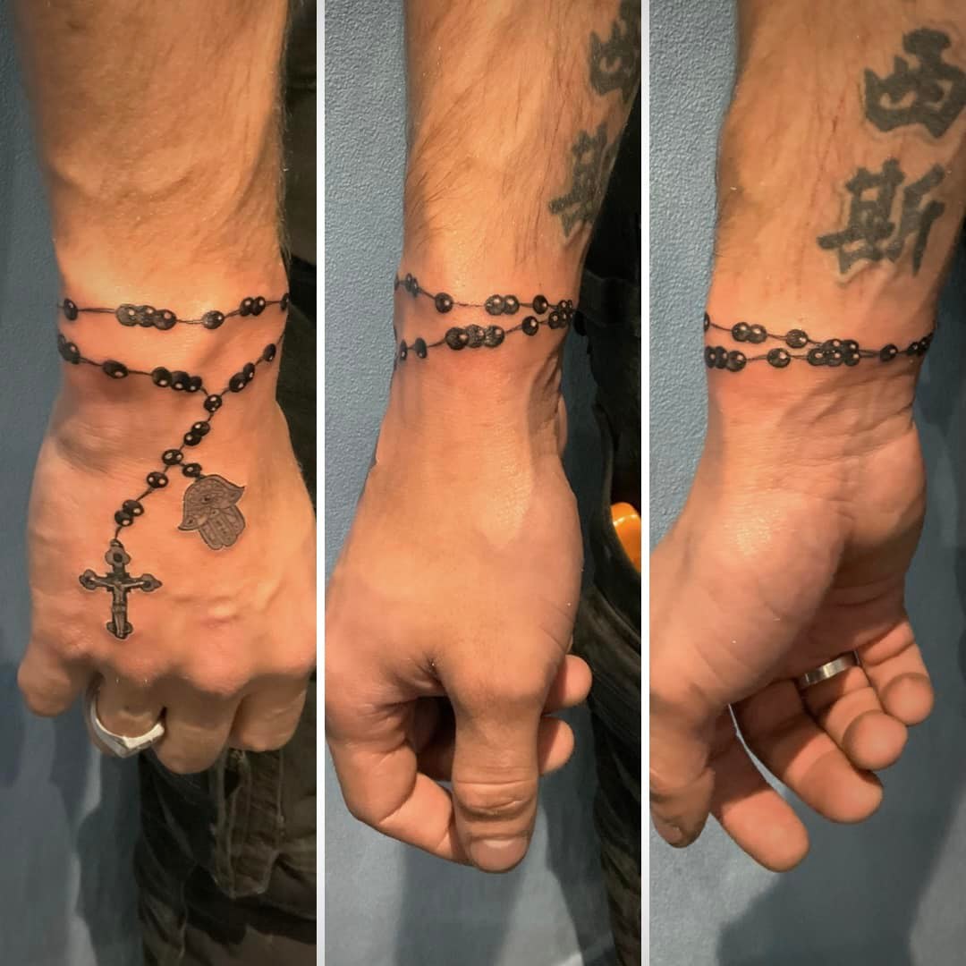 Bracelet Tatouage Chapelet Poignet Femme