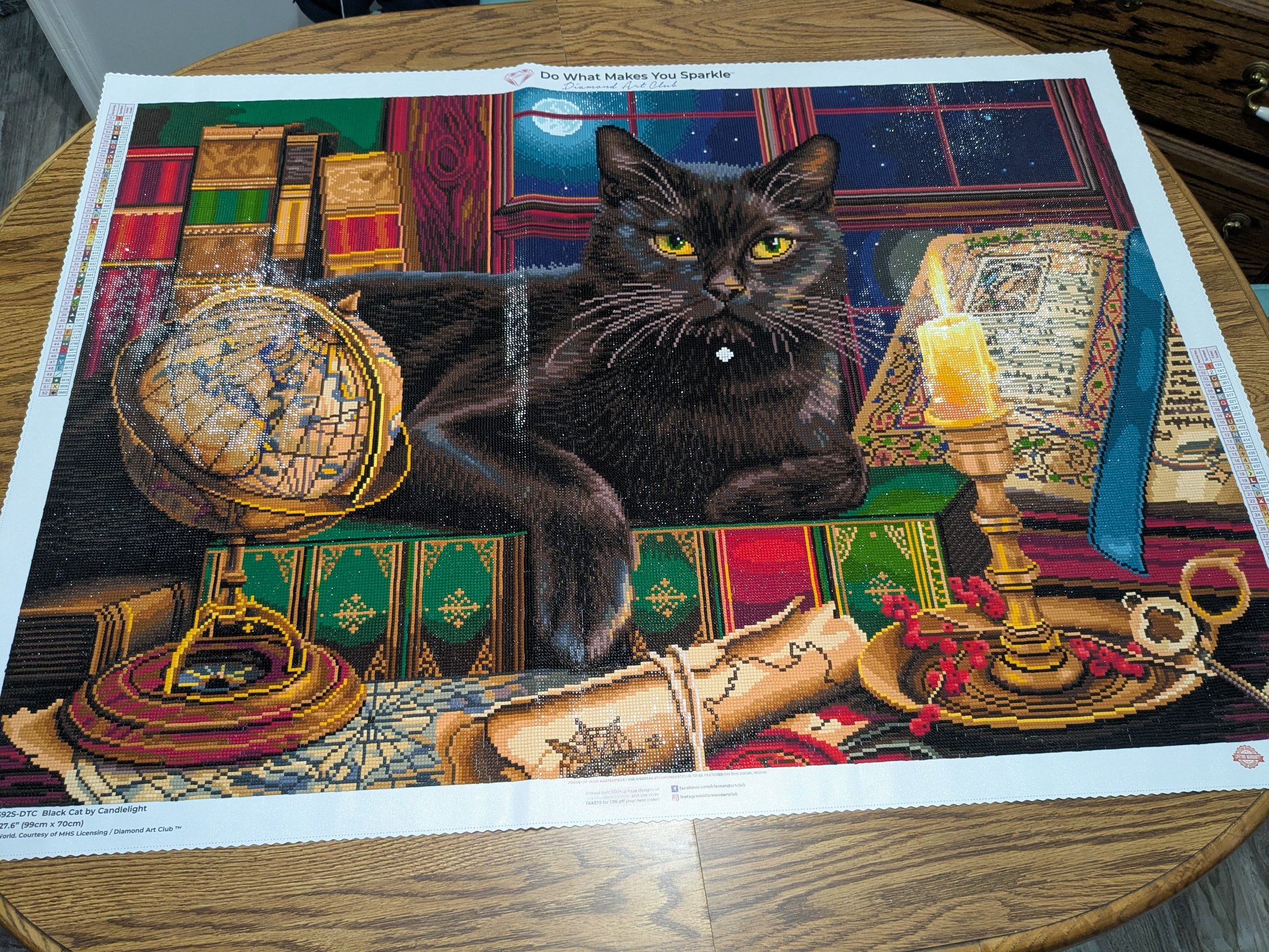Finished 39.0 x 27.6 Black Cat By Candlelight diamond painting
