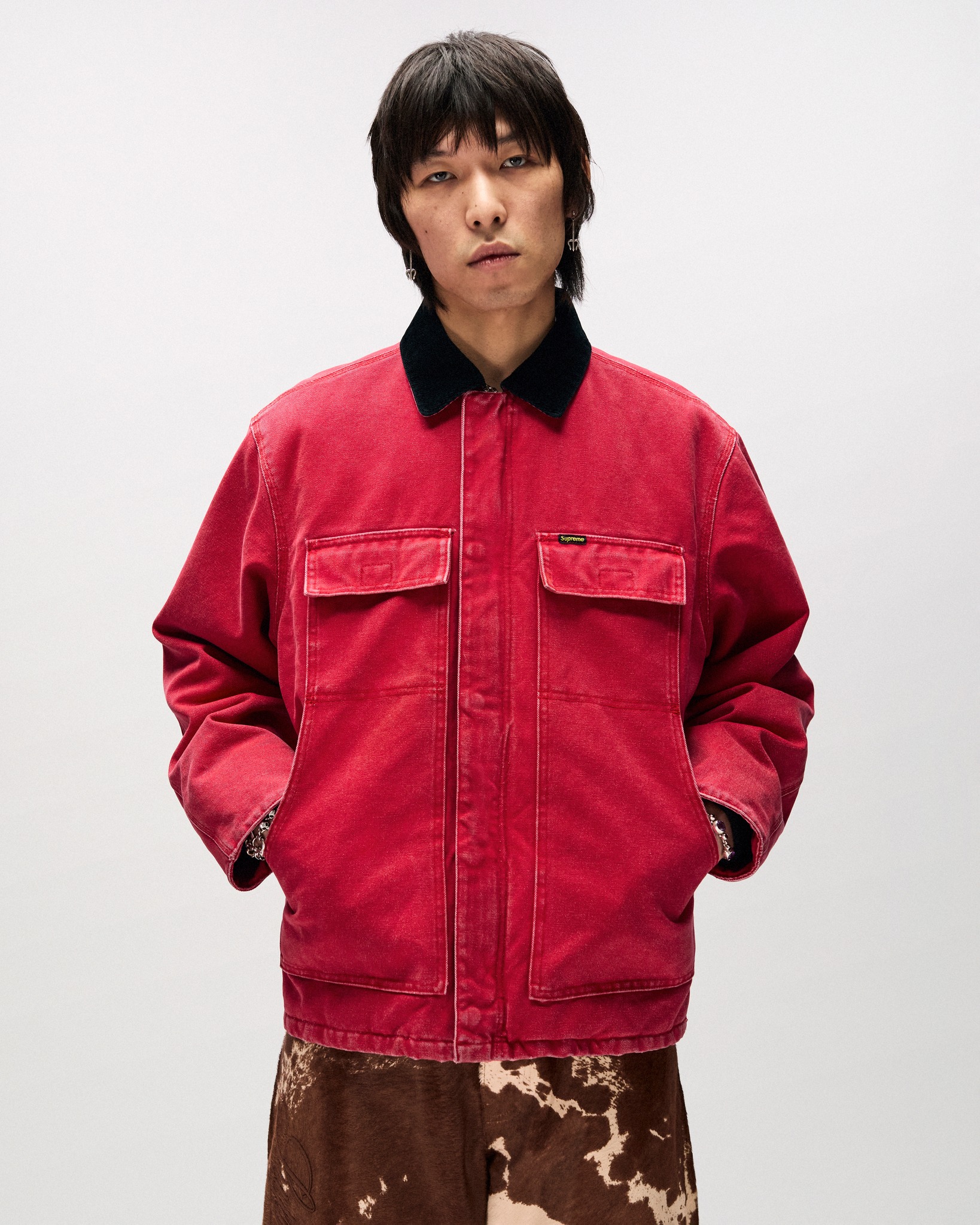 Supreme - Old English Canvas Work Jacket Ponyhair Loose Fit 5 