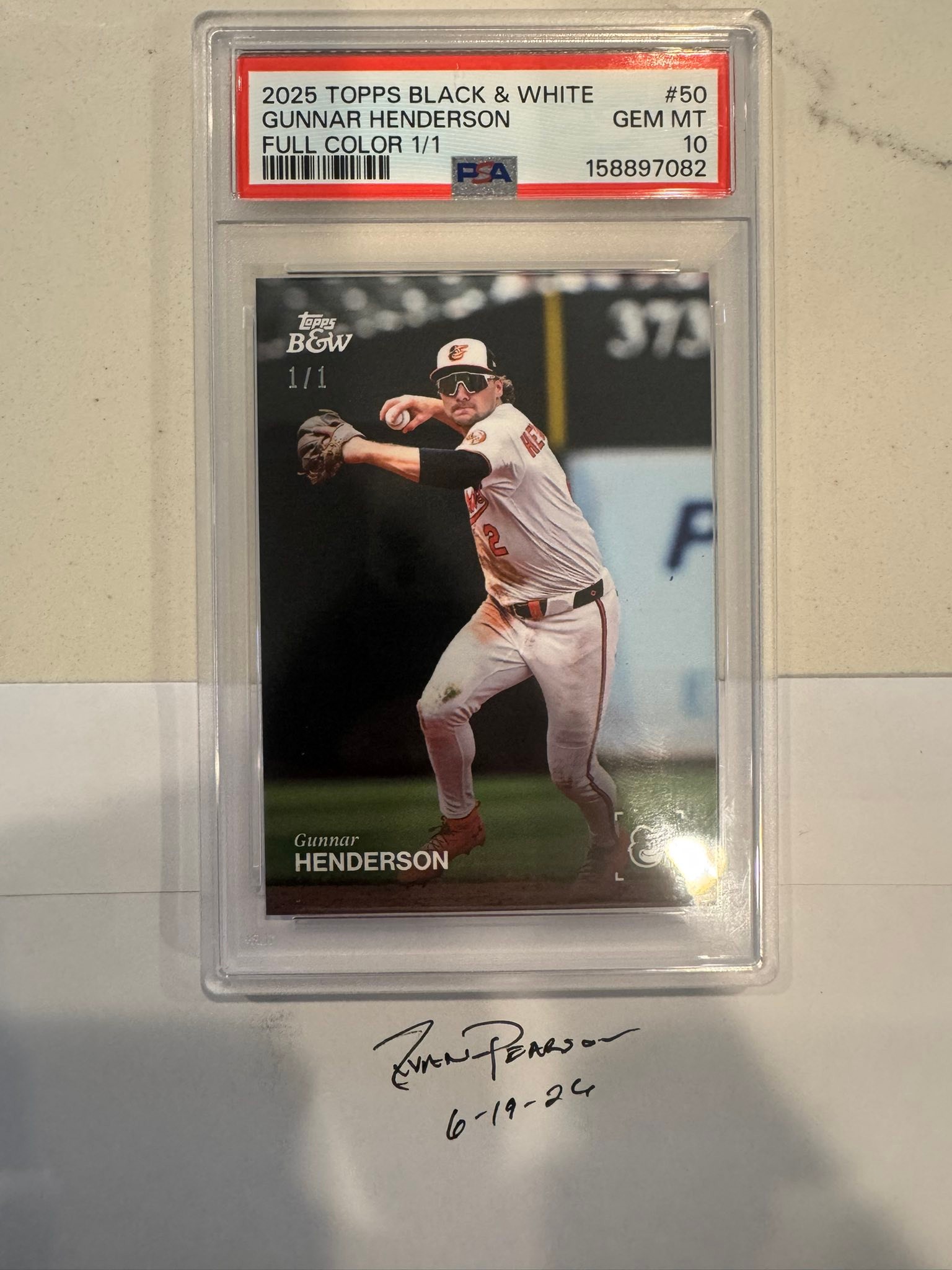 2025 Topps Black and White Gunnar Henderson Full Color 1/1 PSA 10