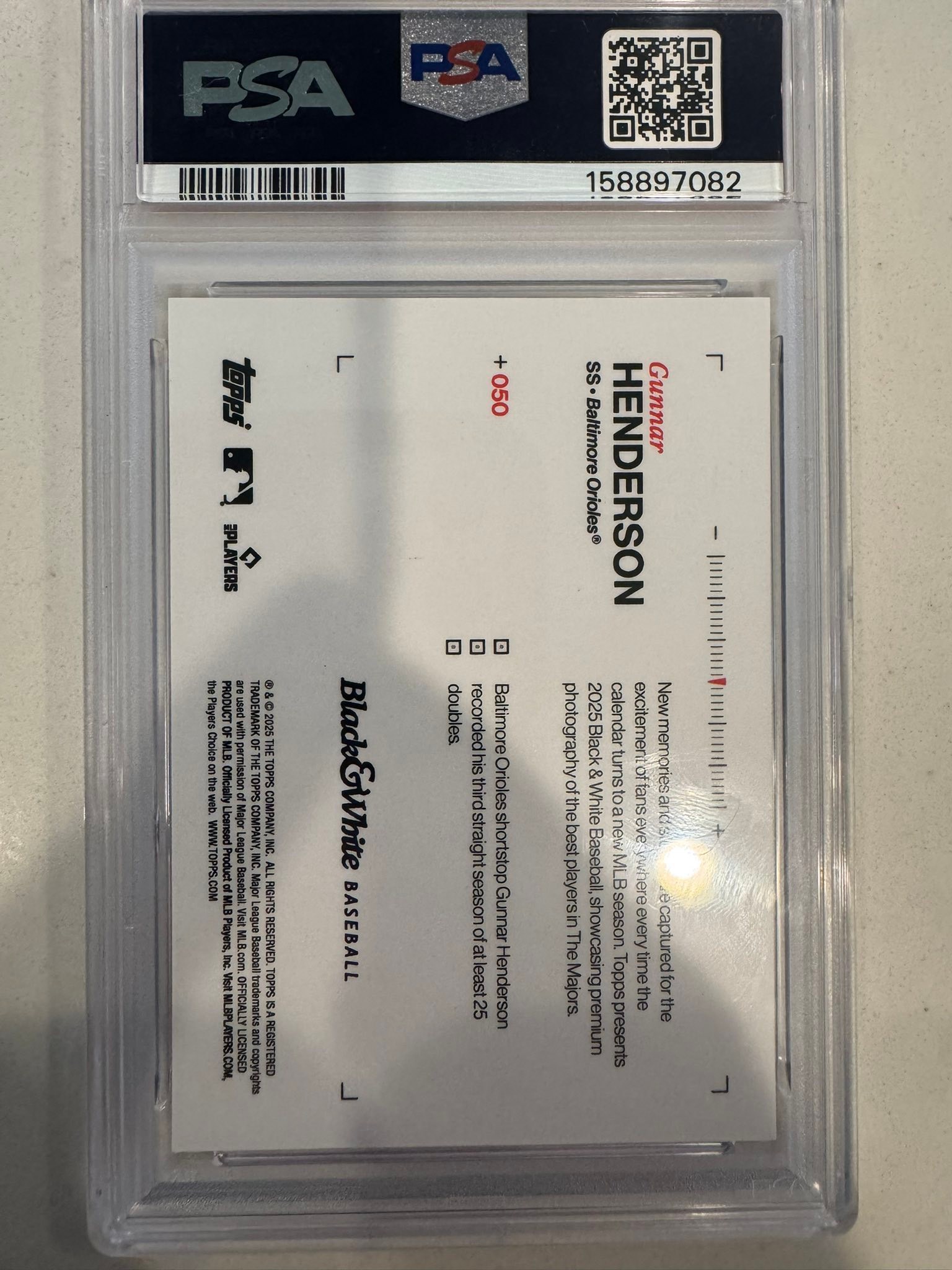 2025 Topps Black and White Gunnar Henderson Full Color 1/1 PSA 10