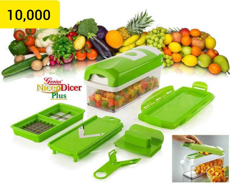 The nicer dicer is Multi-function with dicing, slitting, cutting and slicing, peeling, flaking, full sets of function.Special button design, can be pressed to push out, it can be easily cleaned. Can collect