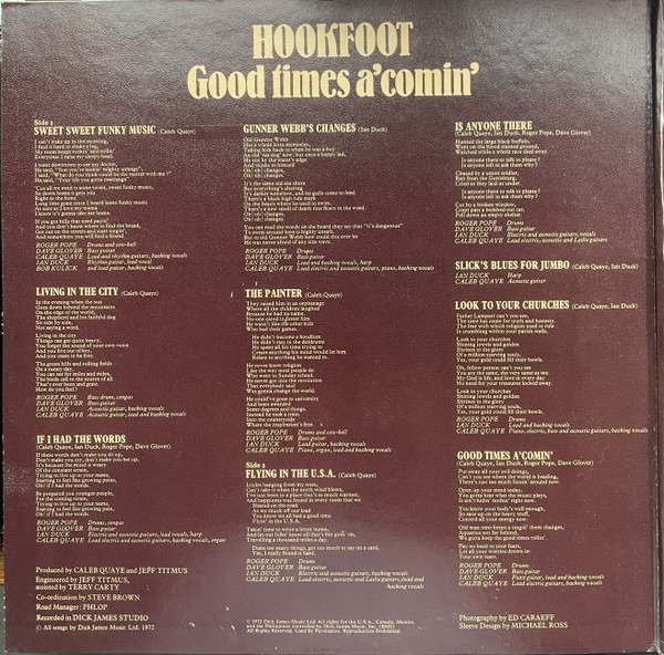 Released March 1972 (exact date undetermined): HOOKFOOT 