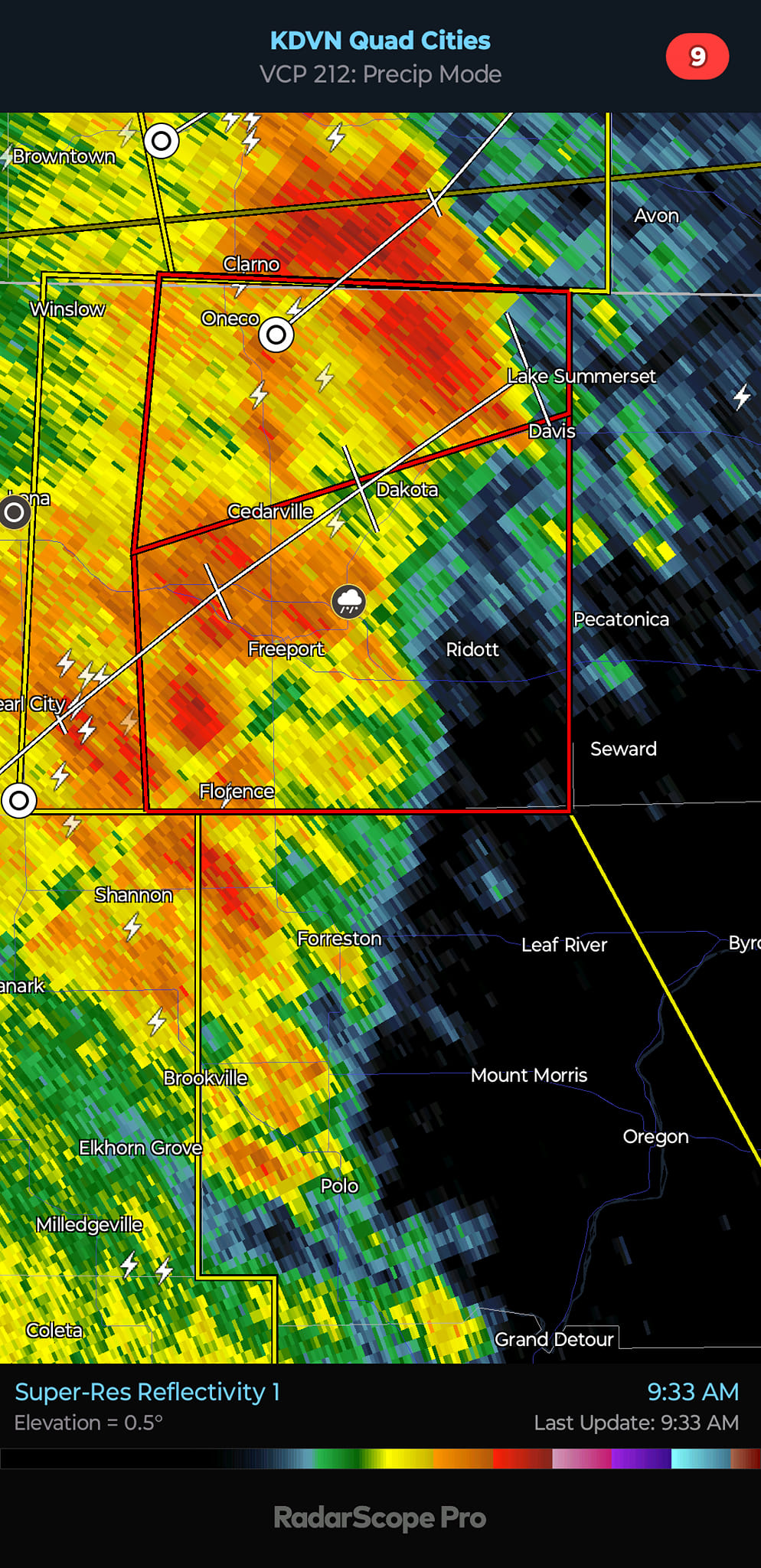 The NWS has issued a tornado warning for portions of Stephenson