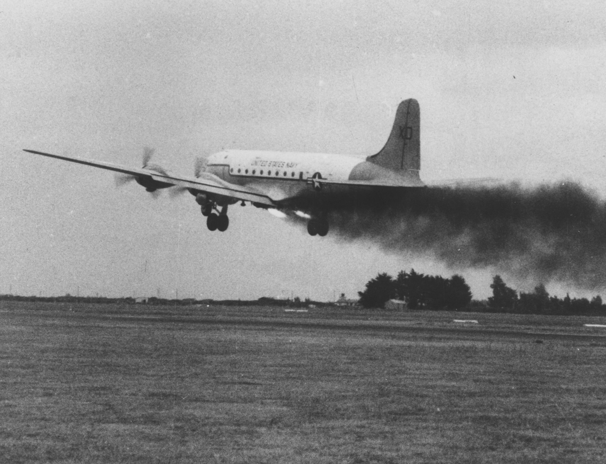 National - An R5D Skymaster assigned to VX-6 performs a jet-assisted ...