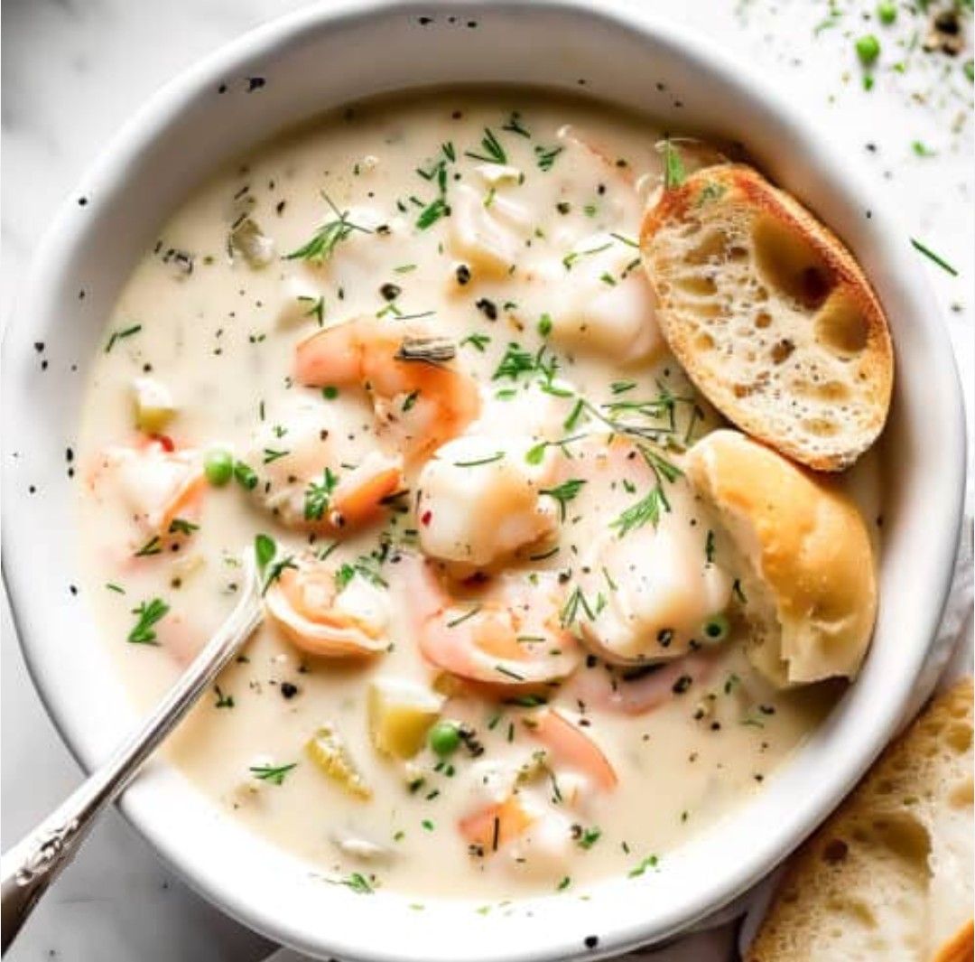 North - Linda is making her amazing Seafood Chowder for lunch tomorrow ...