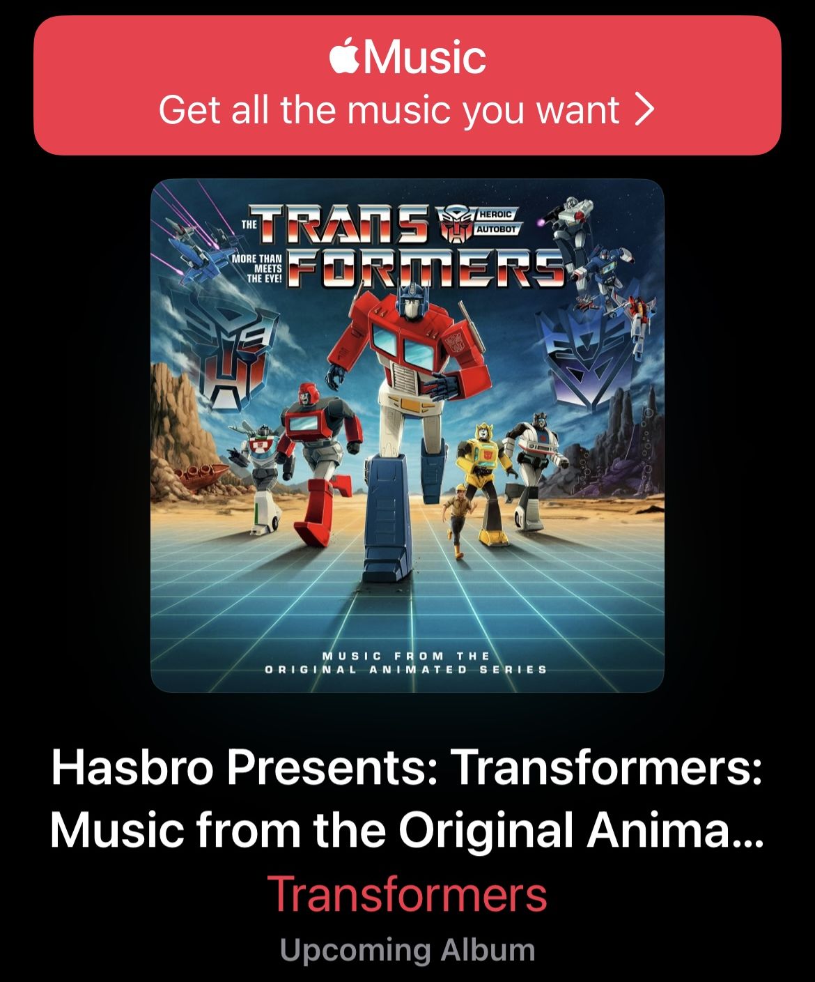 Transformers original animated series soundtrack now streaming