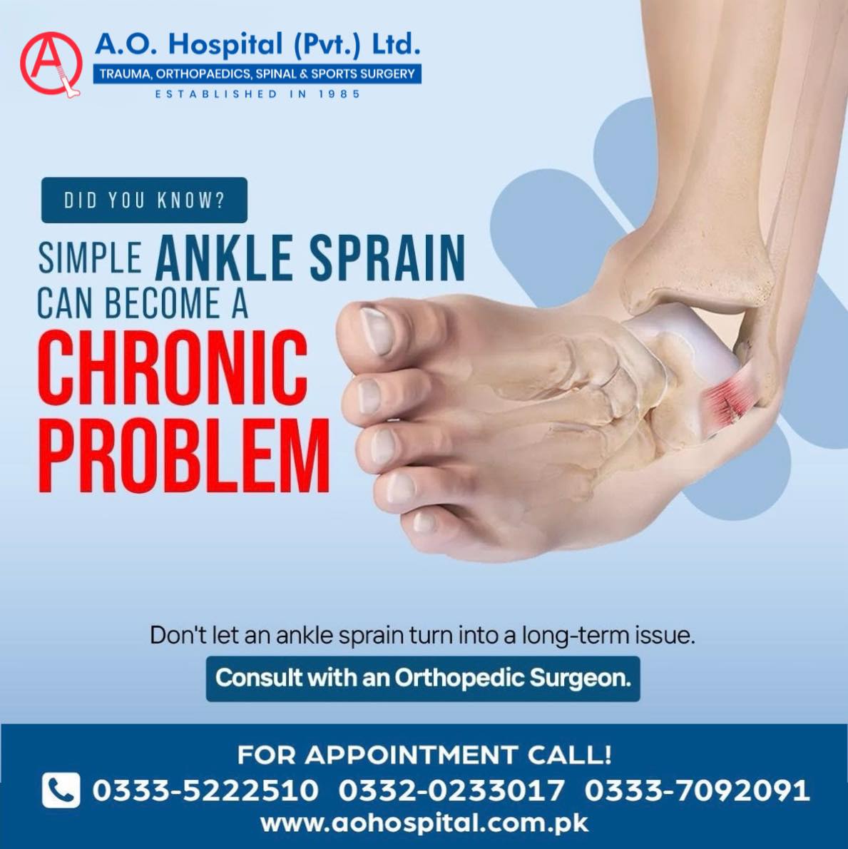 A.O. - A sprained ankle is an injury where sprain occurs on one or more ...