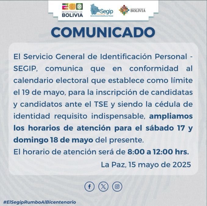 Segip - Servicio General de Identificación Personal | La Paz