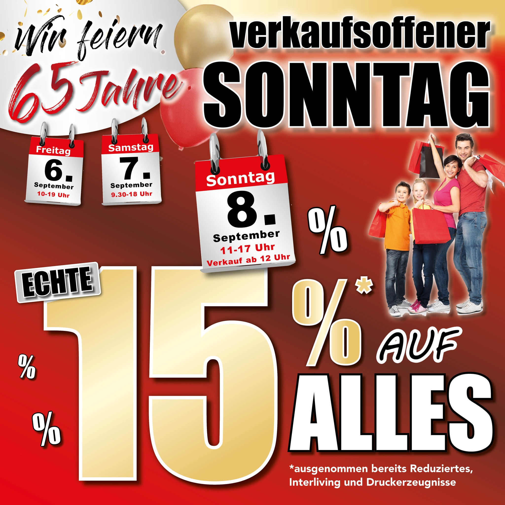 🎉 Verkaufsoffener Sonntag bei Möbelhaus maschal! 🎉 Diesen Sonntag, den 8. September laden wir euch herzlich ein, unser 65-jähriges Jubiläum gemeinsam mit uns zu feiern! 🥳 Freut euch auf ein besonder