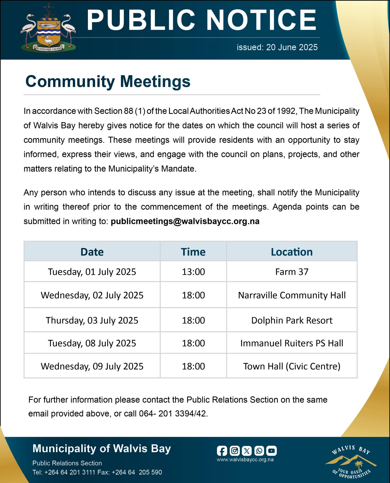 Municipality - 📣NOTICE: UPCOMING COMMUNITY MEETINGS The Municipality of ...